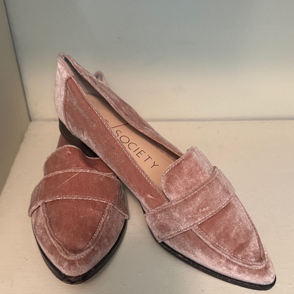 Sole Society Blush Velvet Loafers - Sz 8